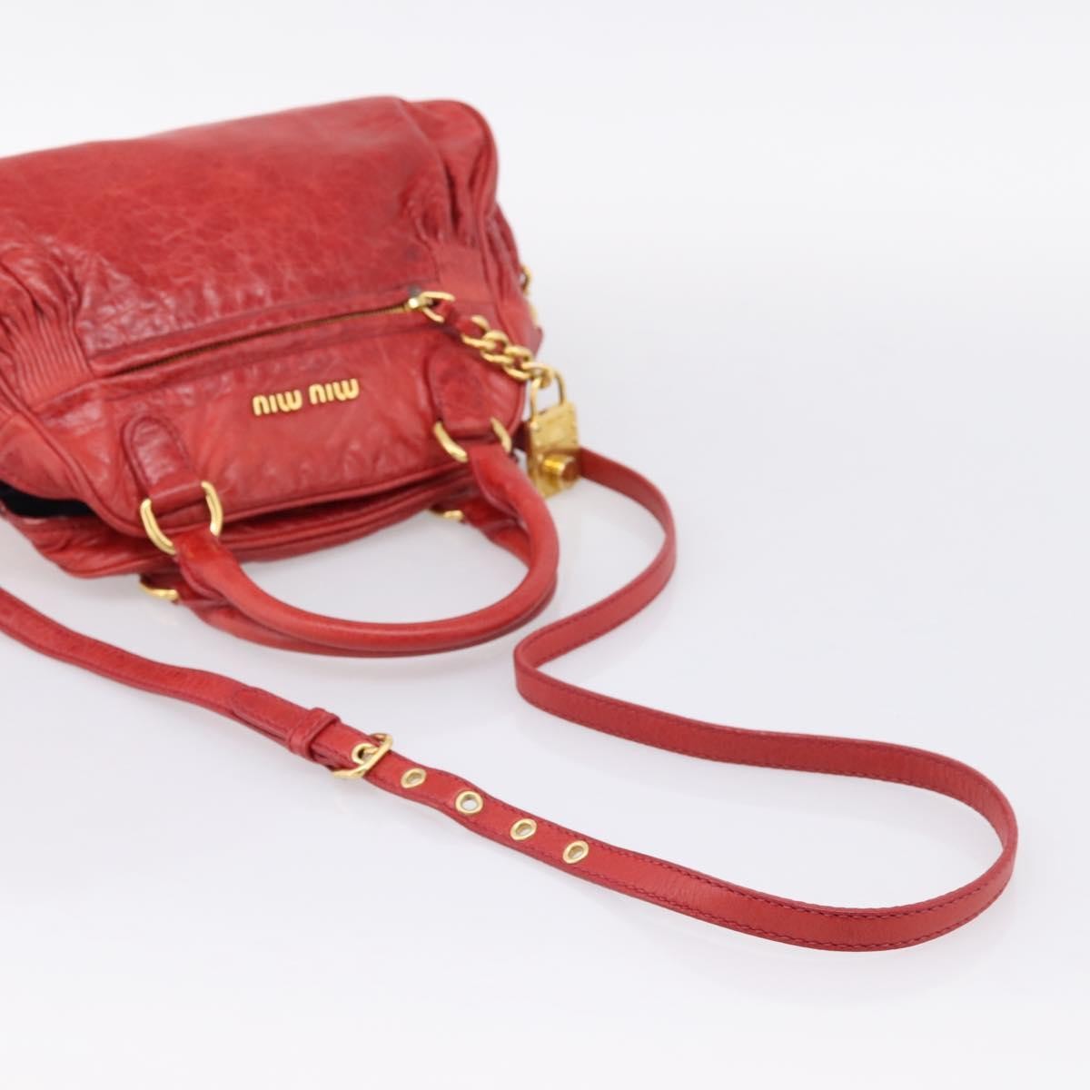 Miu Miu Coffer Convertible Satchel Matelasse Leather Red Leather Handbag (Pre-Owned)