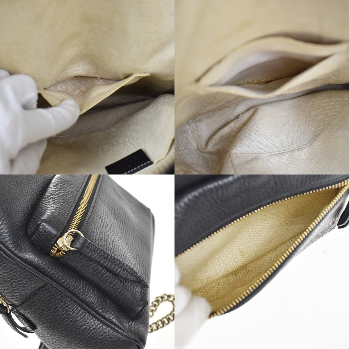 Gucci Soho Chain Leather Black Leather Backpack Bag (Pre-Owned)