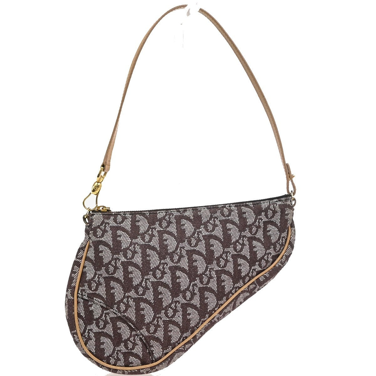 Christian Dior Vintage Saddle Diorissimo Canvas Brown Canvas Handbag (Pre-Owned)