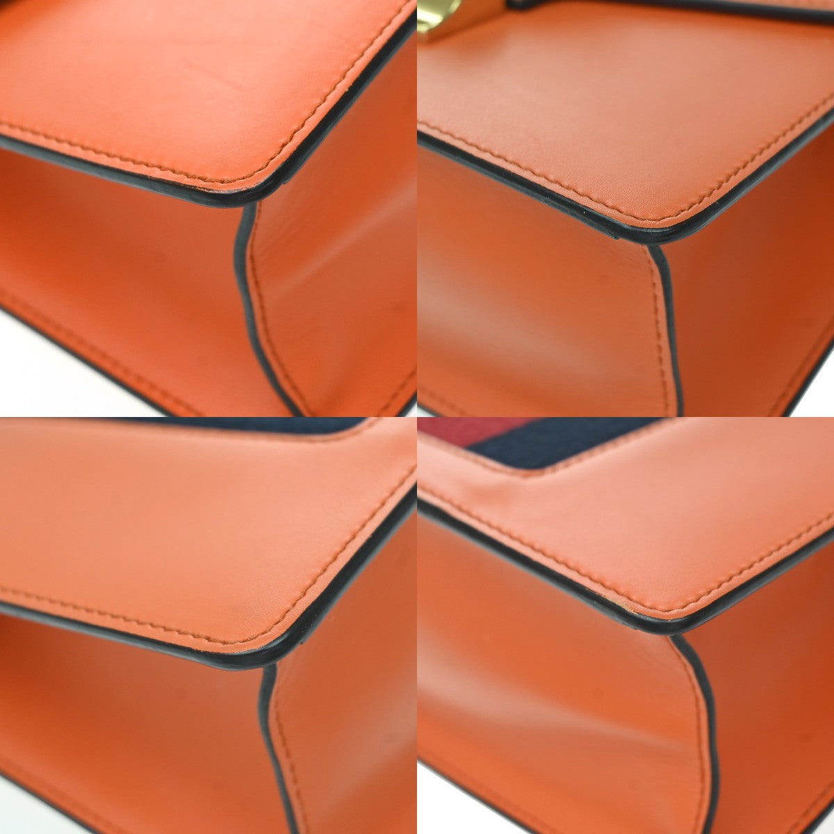 Gucci Sylvie Leather Orange Leather Handbag (Pre-Owned)