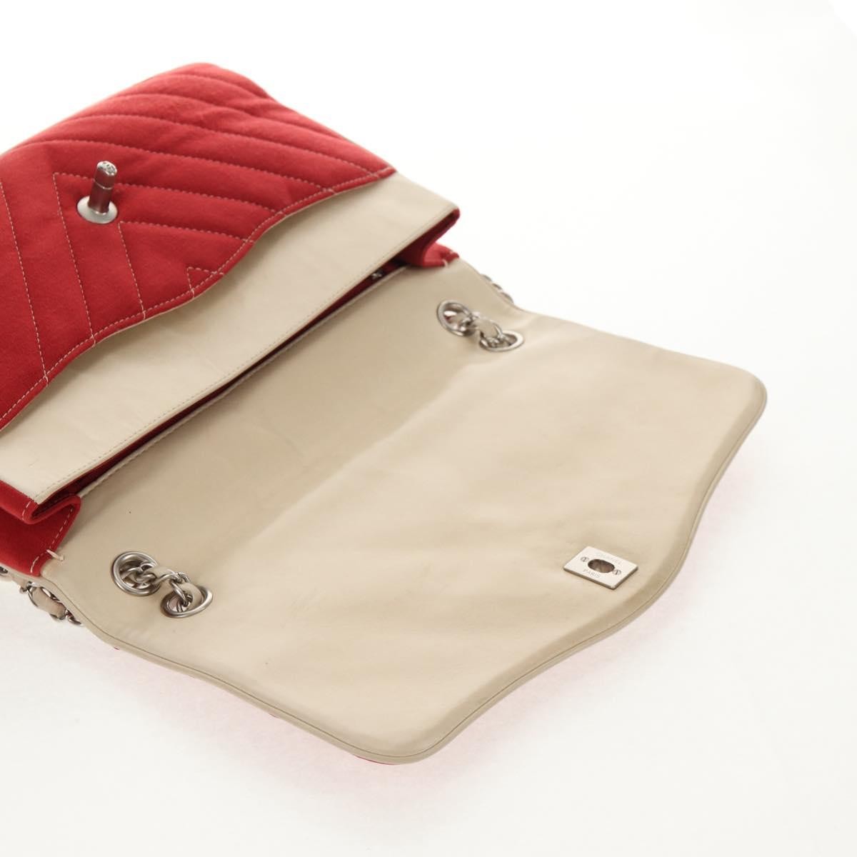 Chanel Leo Lion Flap Chevron Jersey Red Cotton Shoulder Bag Bag (Pre-Owned)