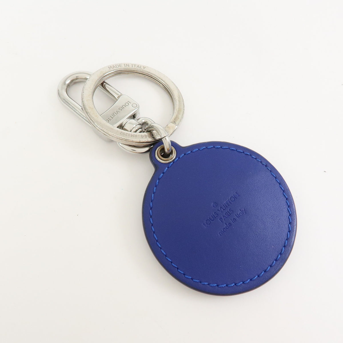 Louis Vuitton Lv Circle Bag Charm And Key Holder Metal Blue Leather Charms And Keychains Accessory (Pre-Owned)