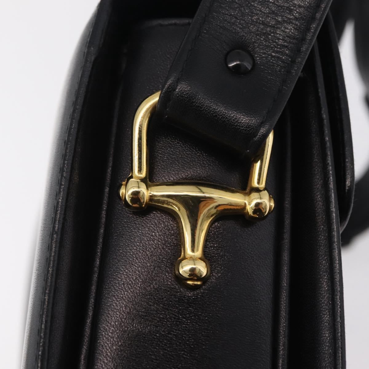 Celine Vintage Carriage Flap Leather Black Leather Handbag (Pre-Owned)