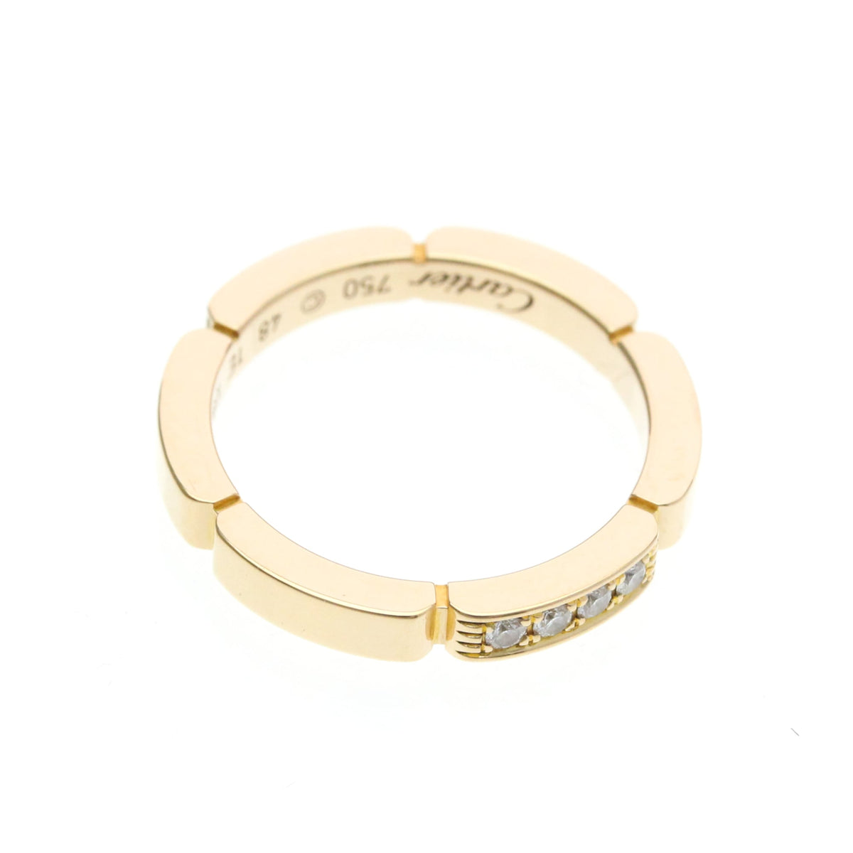 Cartier Maillon Panthere Band 18K Rose Gold With 4 Diamonds Gold Rose_Gold Ring Jewelry (Pre-Owned)