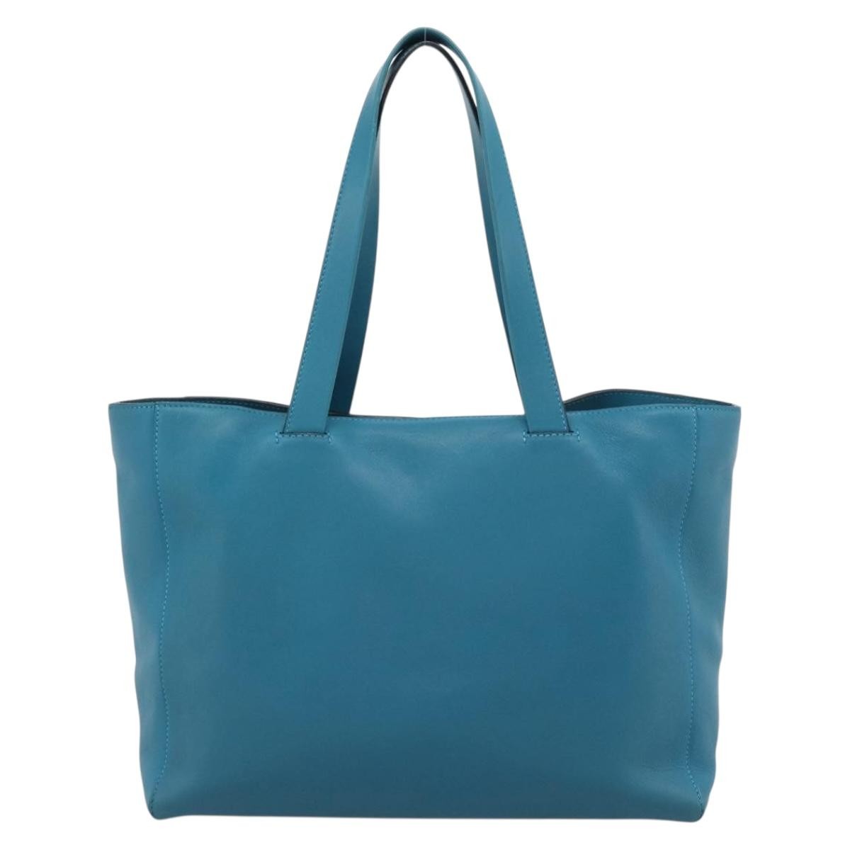 Loewe Anagram Leather Blue Leather Tote Bag Bag (Pre-Owned)