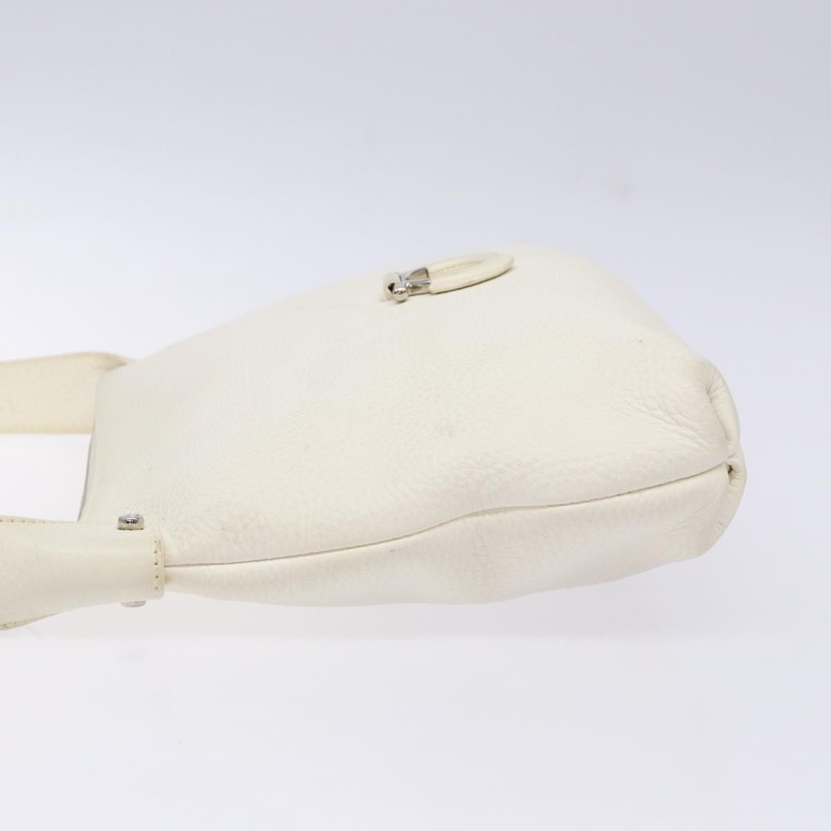 Salvatore Ferragamo Gancini Leather White Leather Shoulder Bag Bag (Pre-Owned)