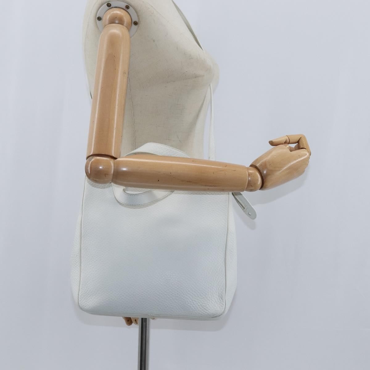 Salvatore Ferragamo Gancini Leather White Leather Handbag (Pre-Owned)