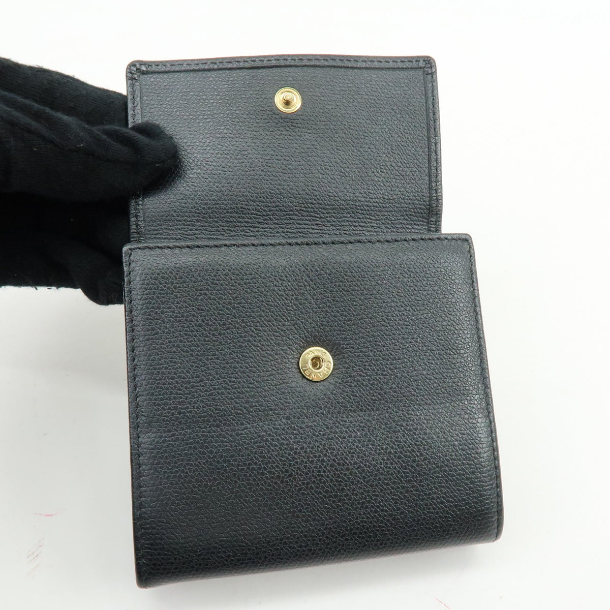Chanel Cc Button Coin Purse Leather Black Calfskin Card Holders Accessory (Pre-Owned)