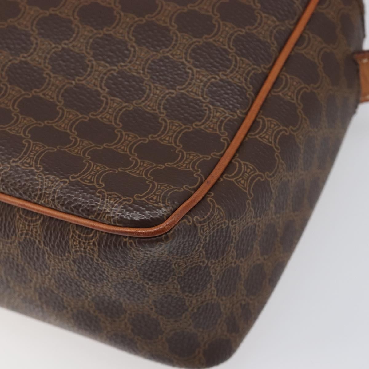 Celine Vintage Macadam Circle Logo Canvas And Leather Brown Pvc Shoulder Bag Bag (Pre-Owned)