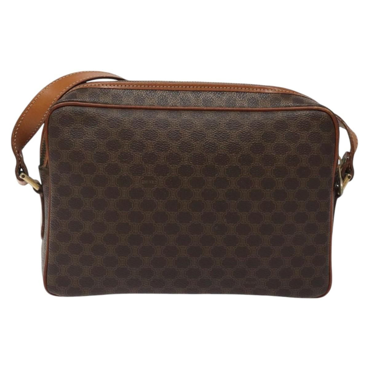 Celine Vintage Macadam Canvas And Leather Brown Canvas Shoulder Bag Bag (Pre-Owned)