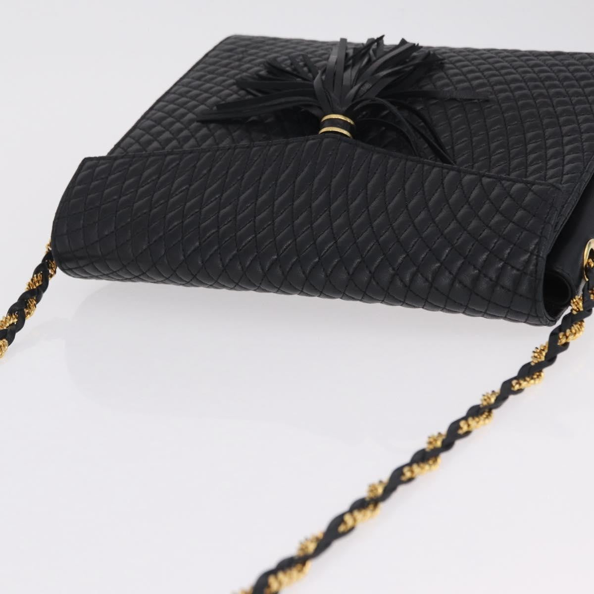 Bally Vintage Chain Quilted Leather Black Leather Shoulder Bag Bag (Pre-Owned)