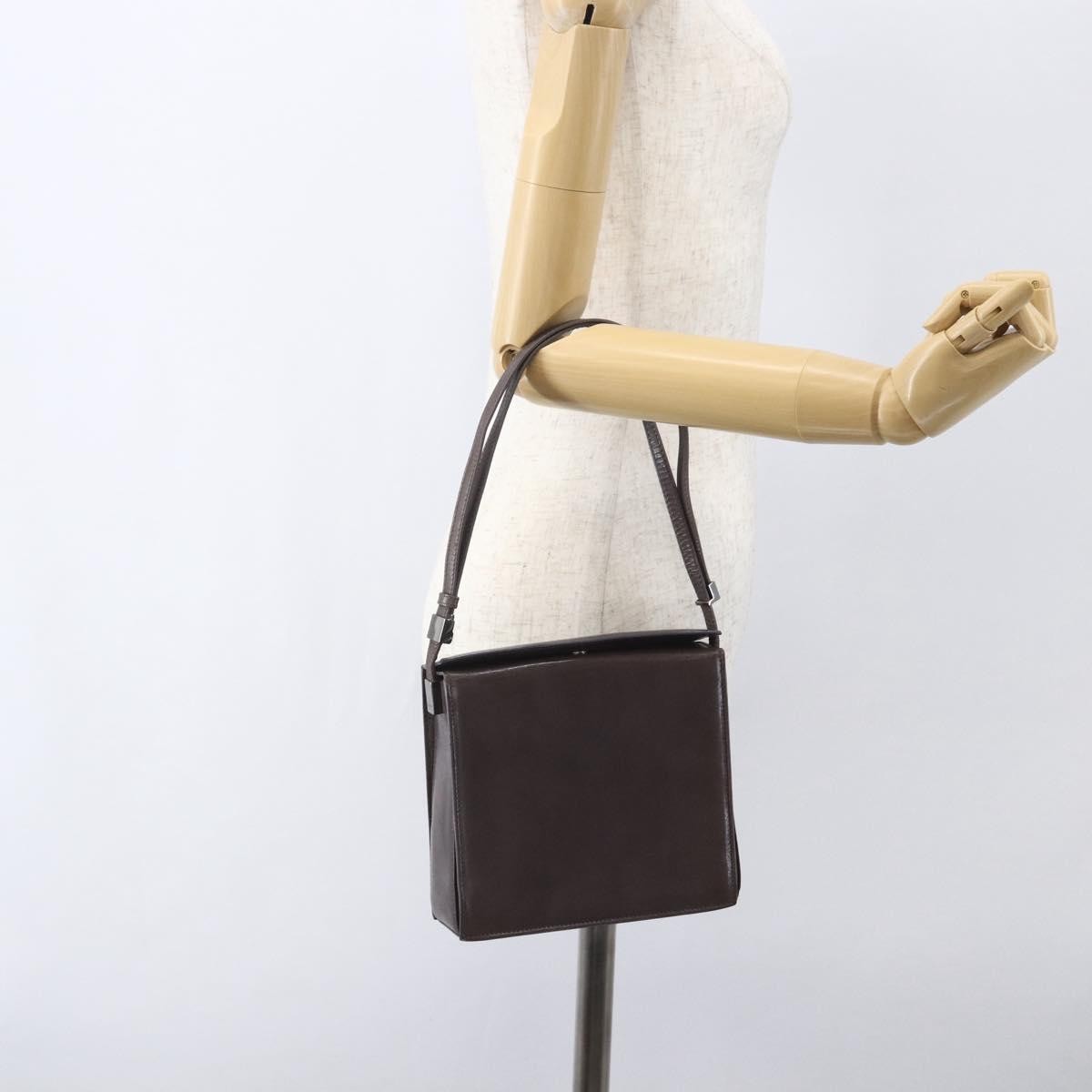 Gucci Vintage Leather Brown Leather Shoulder Bag Bag (Pre-Owned)