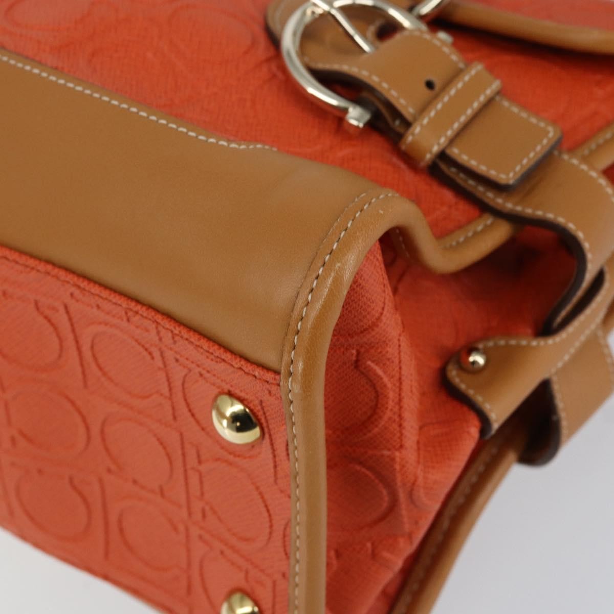 Salvatore Ferragamo Gancini Canvas Orange Pvc Shoulder Bag Bag (Pre-Owned)