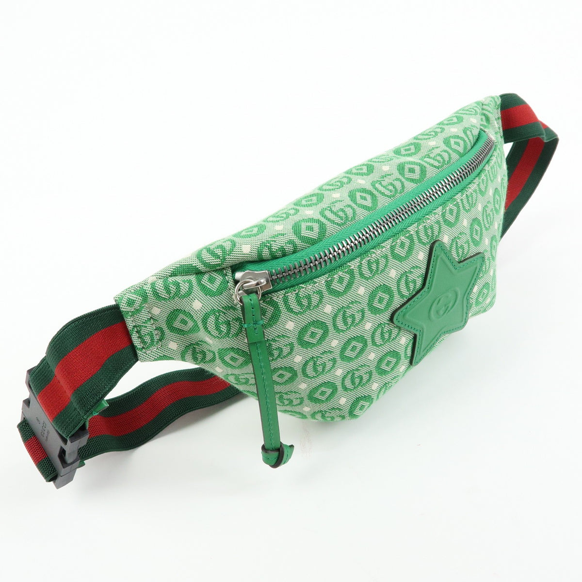 Gucci Children's Belt Printed Gg Coated Canvas Green Canvas Handbag (Pre-Owned)