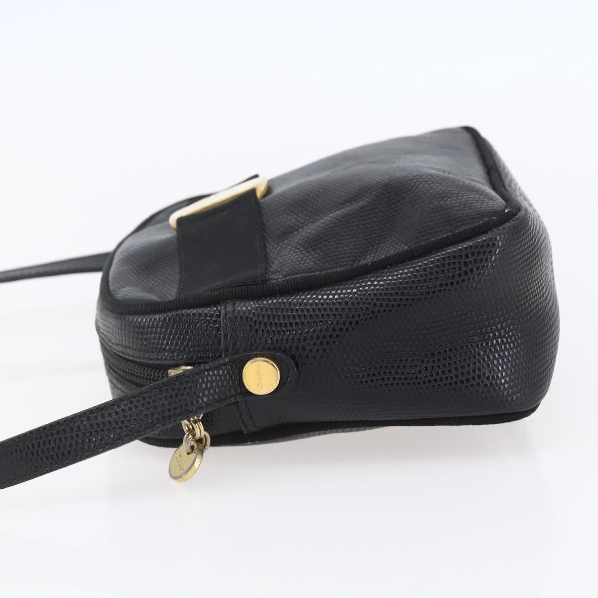 Salvatore Ferragamo Vara Bow Camera Leather Black Leather Shoulder Bag Bag (Pre-Owned)