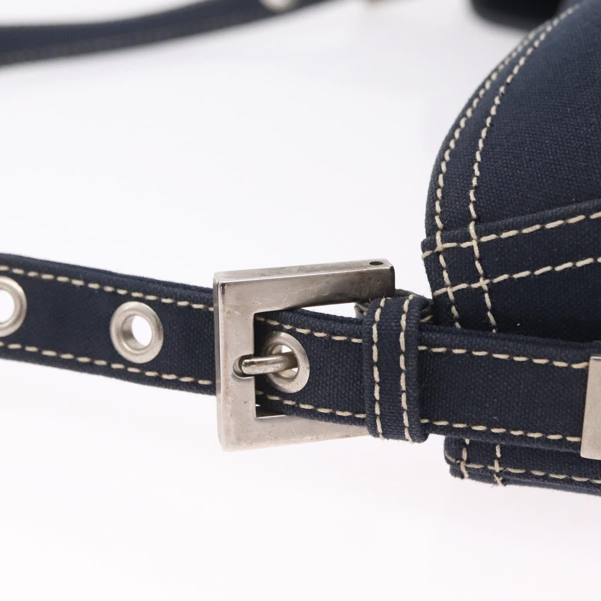 Fendi Baguette Canvas Navy Canvas Handbag (Pre-Owned)