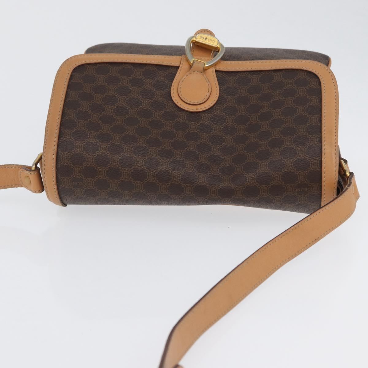Celine Vintage Macadam Canvas And Leather Brown Canvas Shoulder Bag Bag (Pre-Owned)