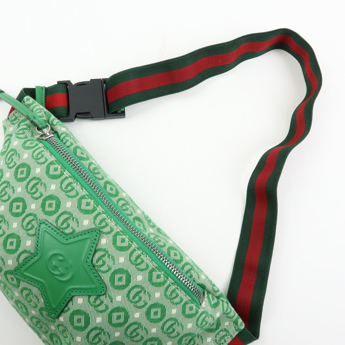 Gucci Children's Belt Printed Gg Coated Canvas Green Canvas Handbag (Pre-Owned)