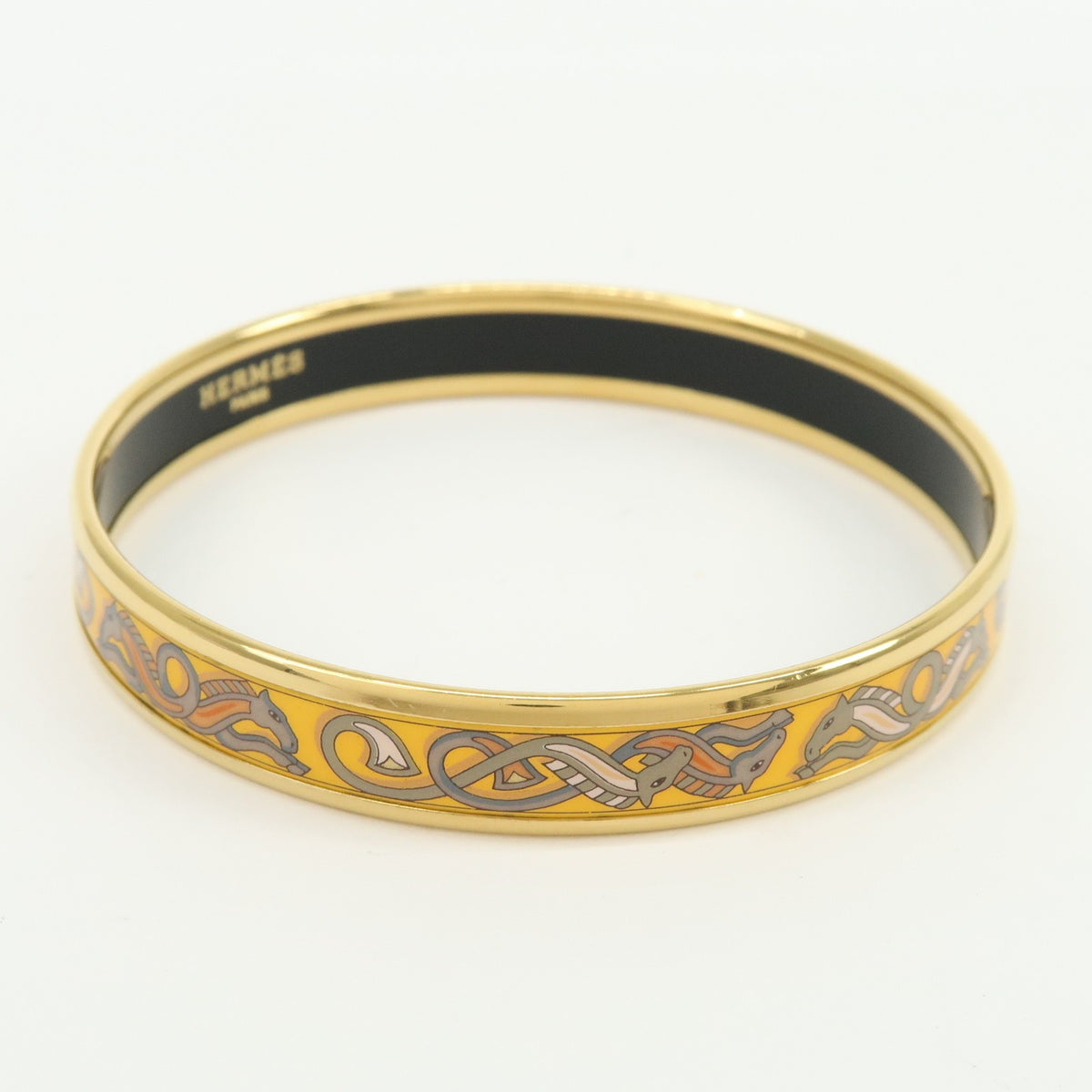 Hermes Bangle Printed Enamel Yellow Gold_Plated Bracelet Jewelry (Pre-Owned)