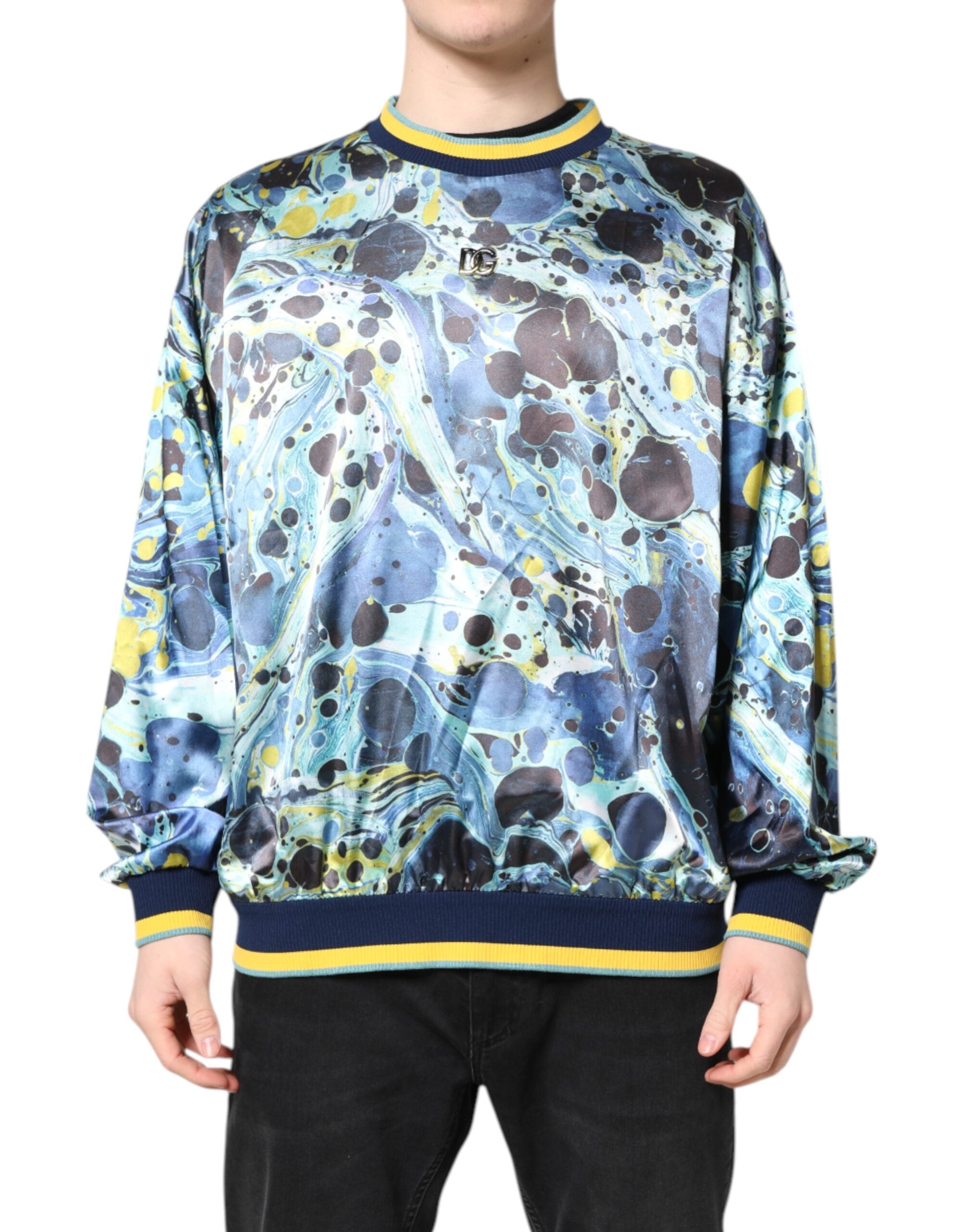 Dolce & Gabbana Multicolor Marble Print Men Pullover Men's Sweater