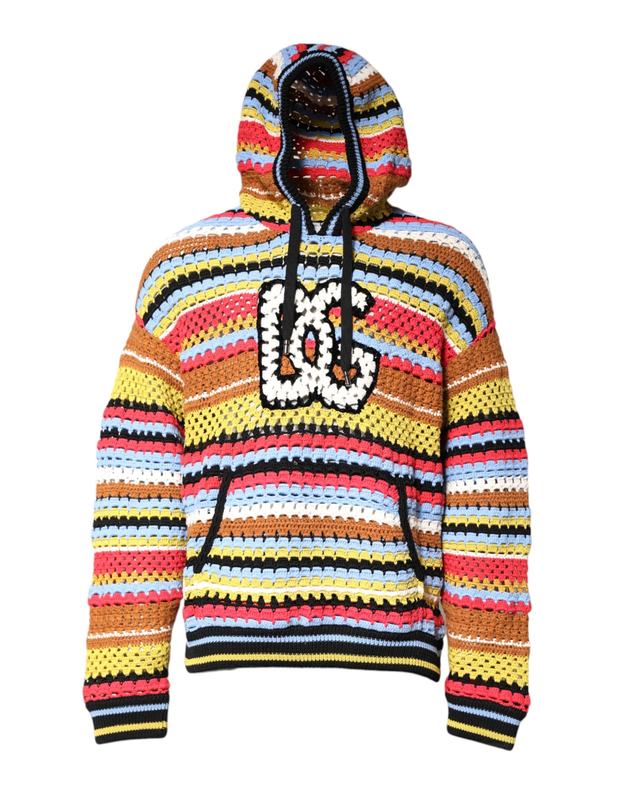 Dolce & Gabbana Multicolor Cotton Hooded Pullover Men's Sweater
