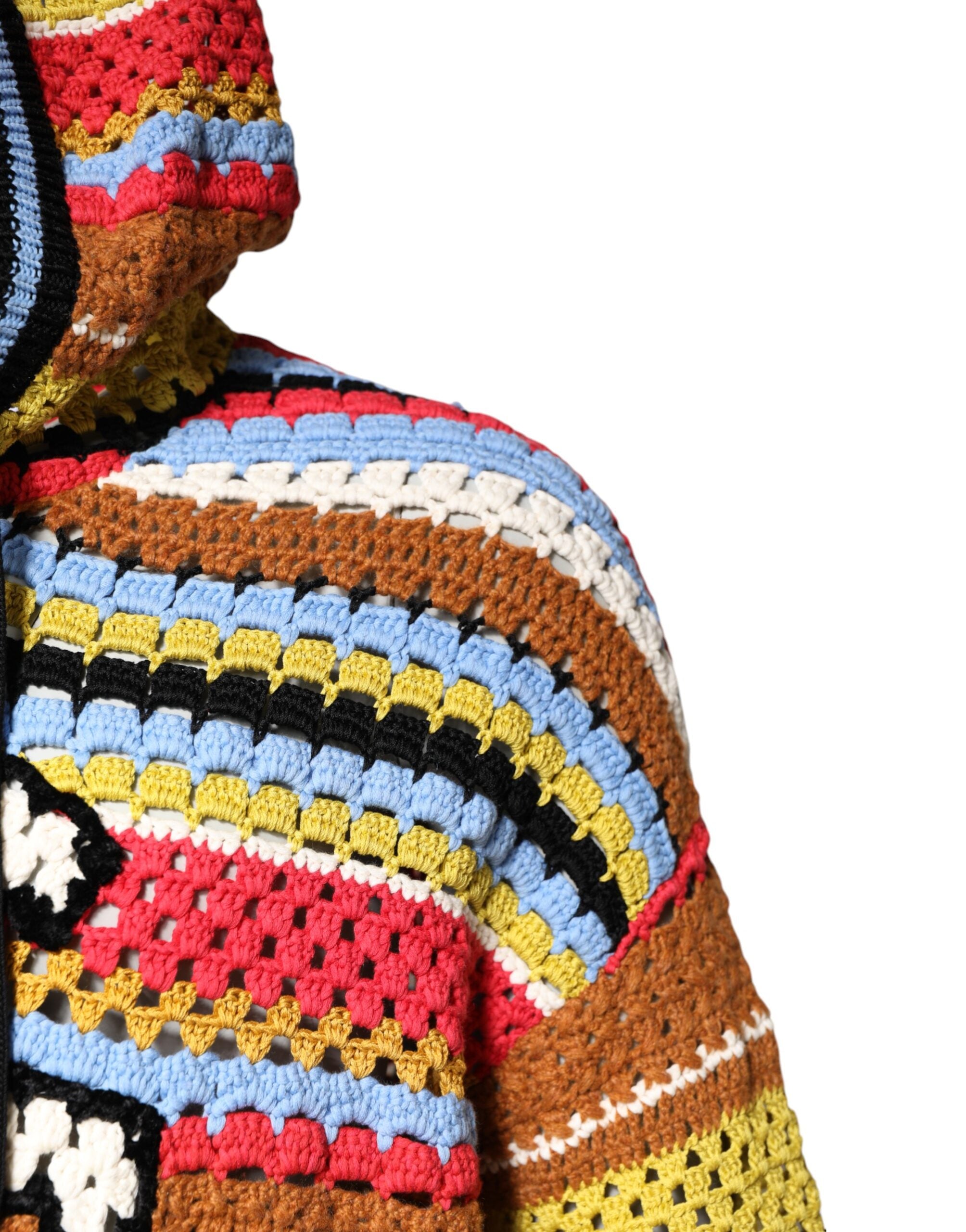 Dolce & Gabbana Multicolor Cotton Hooded Pullover Men's Sweater