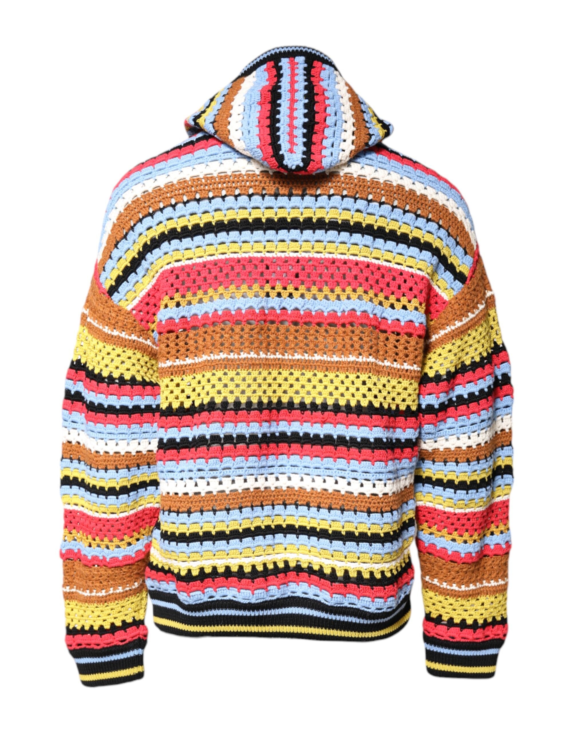 Dolce & Gabbana Multicolor Cotton Hooded Pullover Men's Sweater