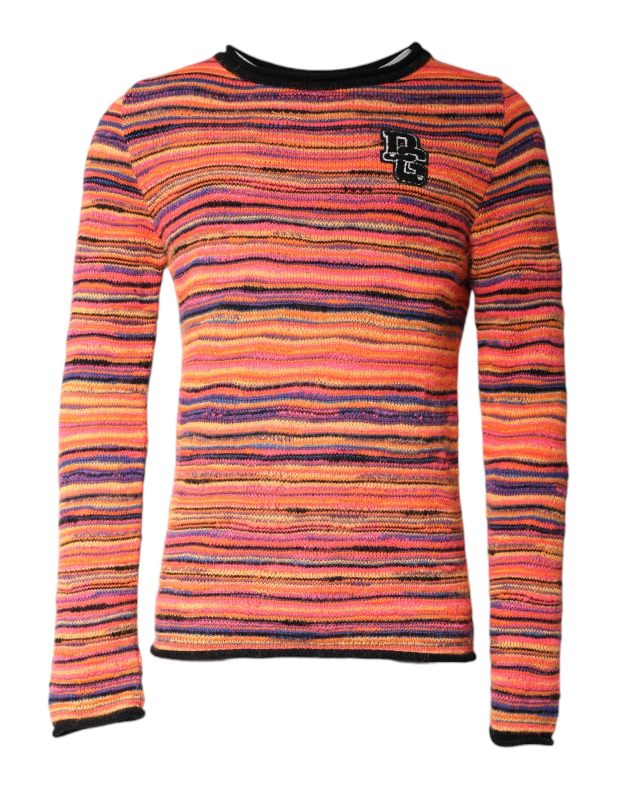 Dolce & Gabbana Multicolor Wool DGLogo Knit Pullover Men's Sweater