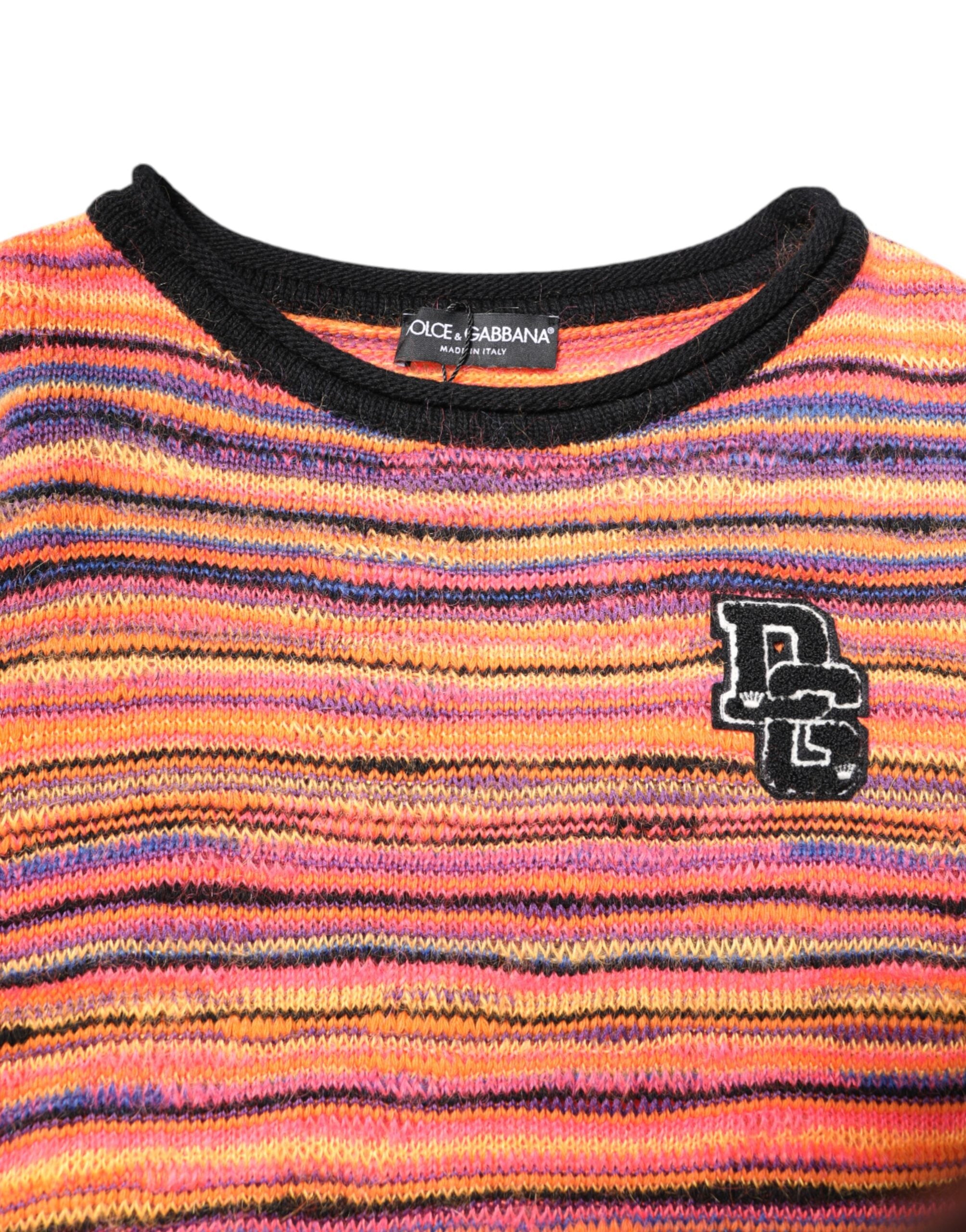 Dolce & Gabbana Multicolor Wool DGLogo Knit Pullover Men's Sweater