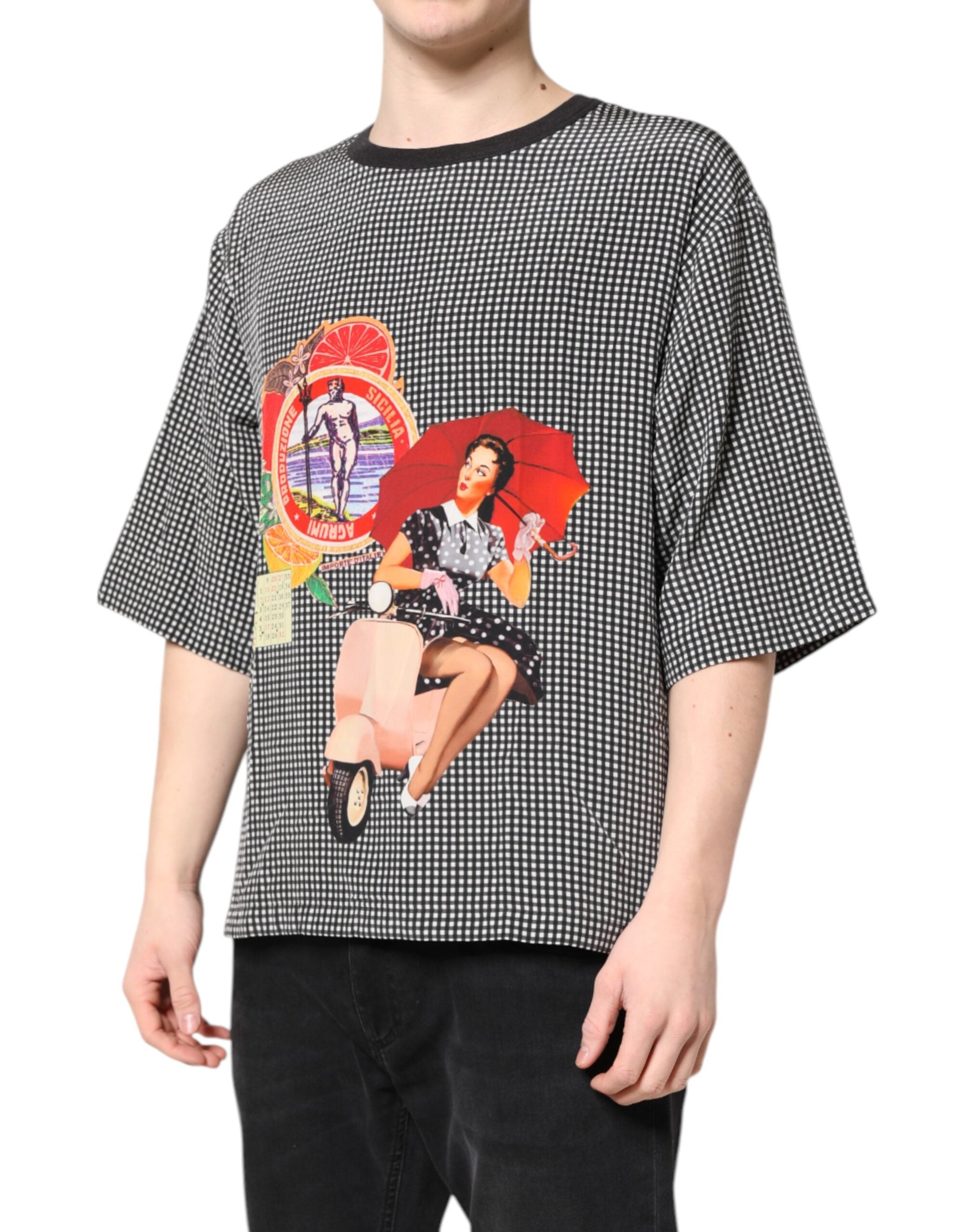 Dolce & Gabbana Black Graphic Print Short Sleeve Men's T-shirt
