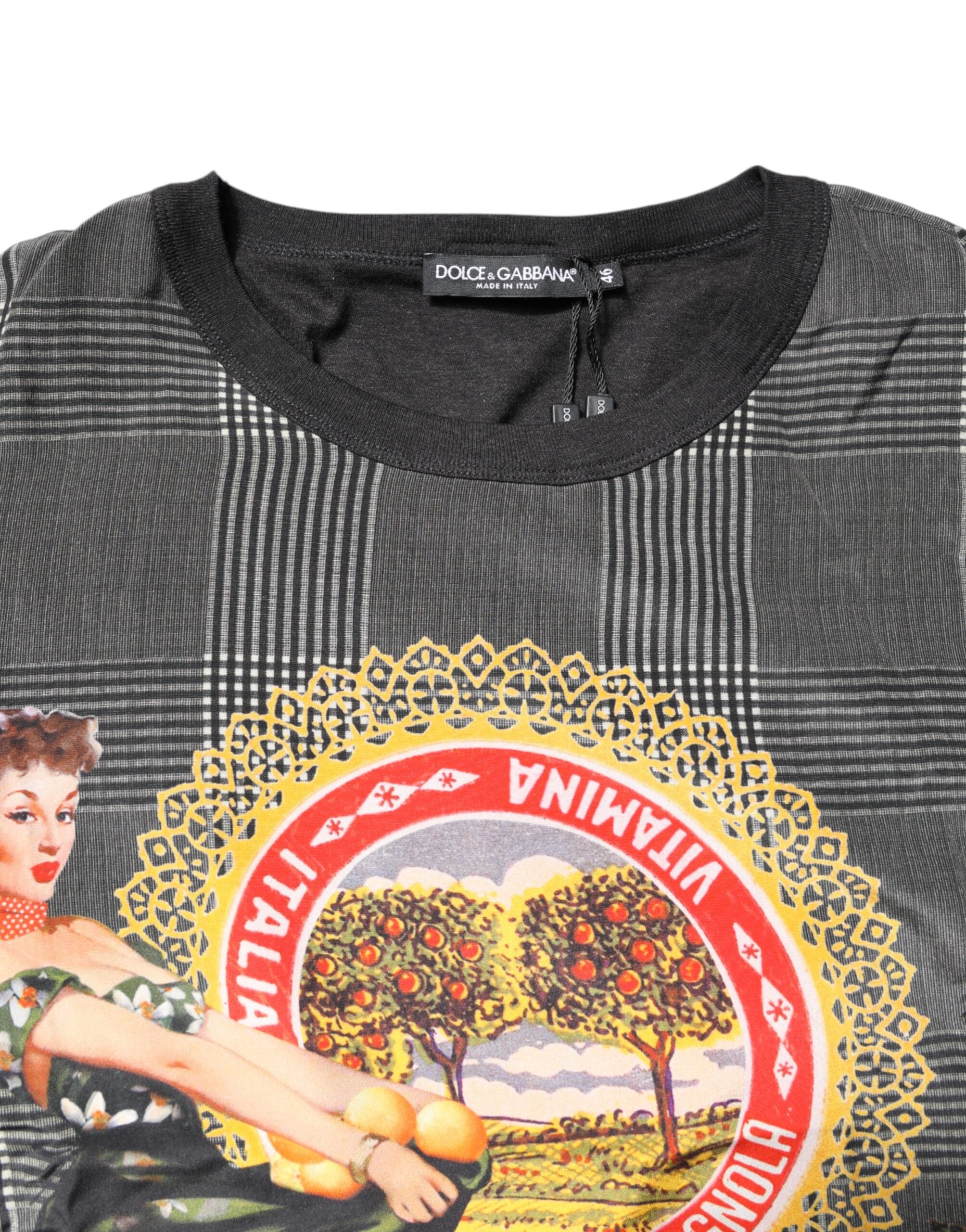 Dolce & Gabbana Black White Graphic Print Short Sleeve Men's T-shirt