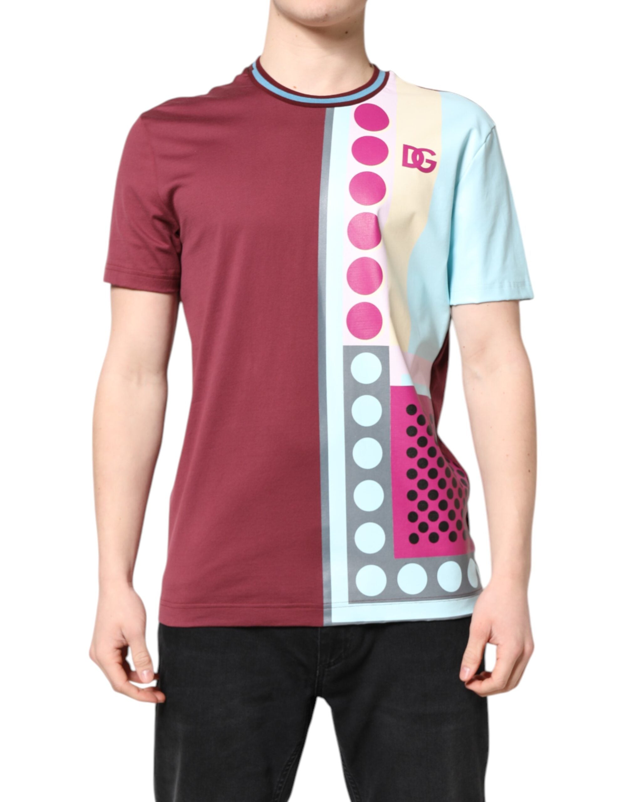 Dolce & Gabbana Multicolor Printed Logo Short Sleeve Men's T-shirt