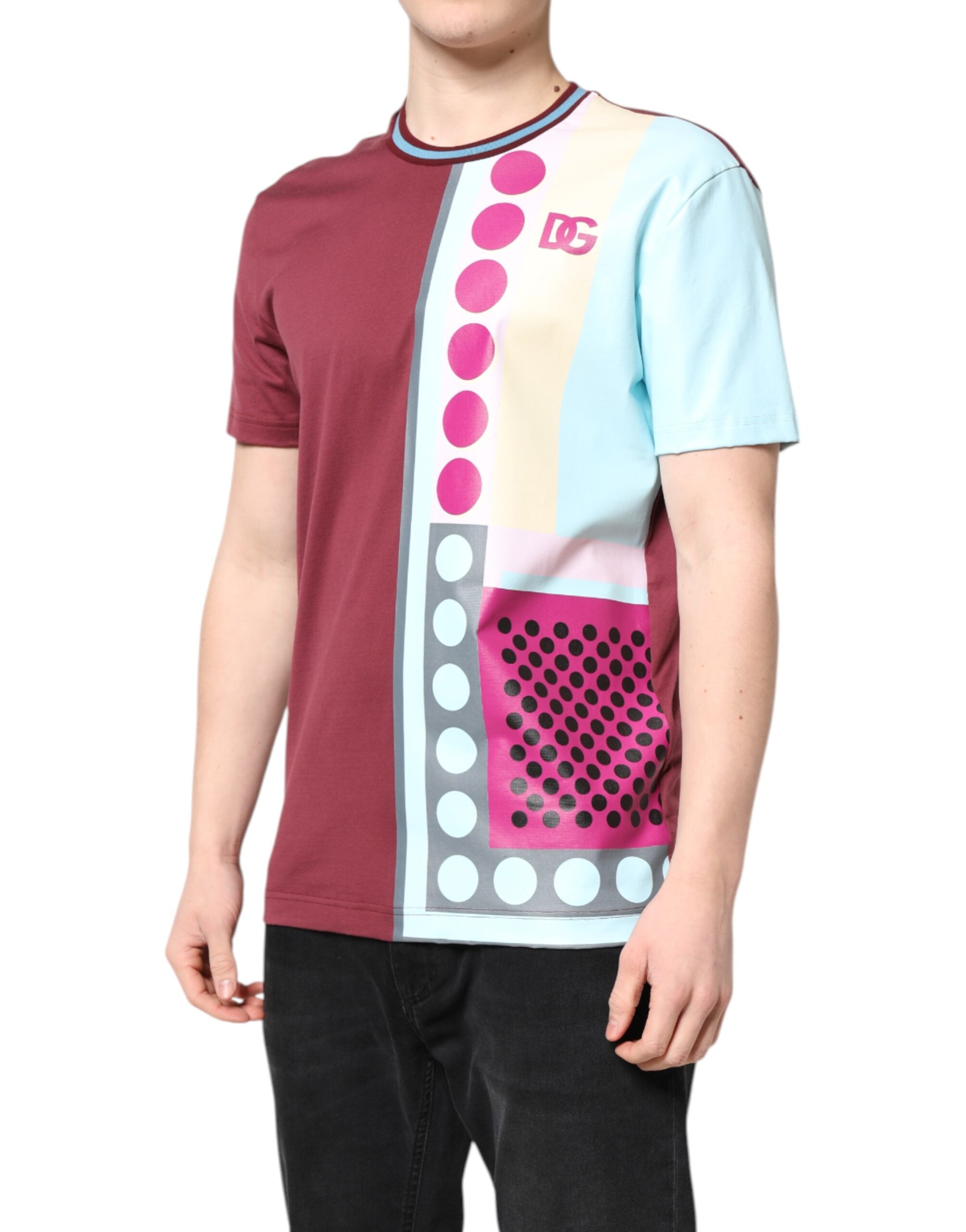 Dolce & Gabbana Multicolor Printed Logo Short Sleeve Men's T-shirt