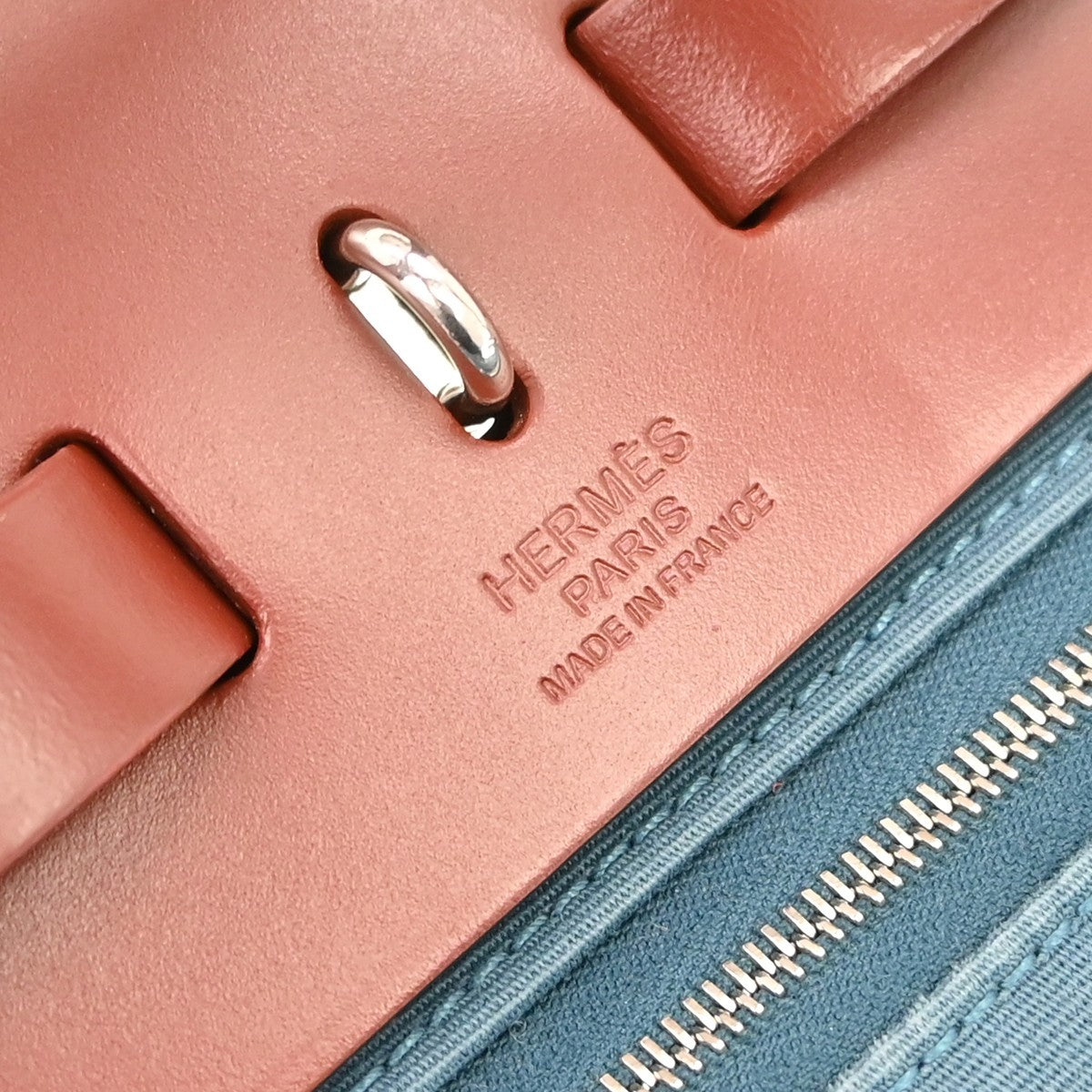 Hermes Herbag Zip Leather And Toile Blue Canvas Handbag (Pre-Owned)