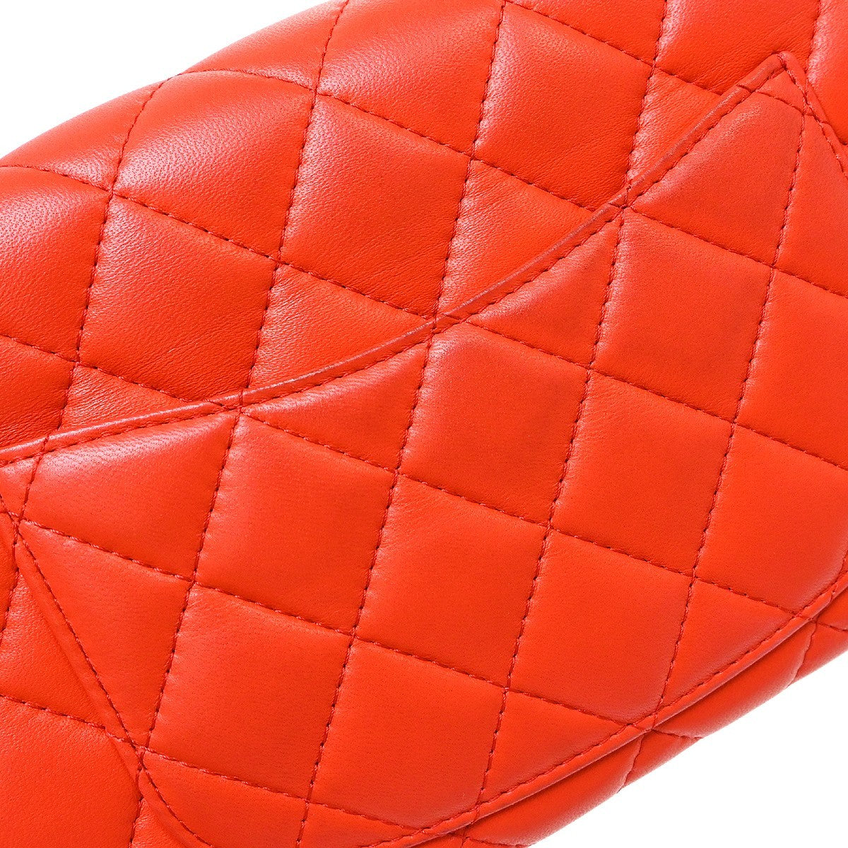 Chanel Classic Single Flap Quilted Lambskin Orange Leather Shoulder Bag Bag (Pre-Owned)