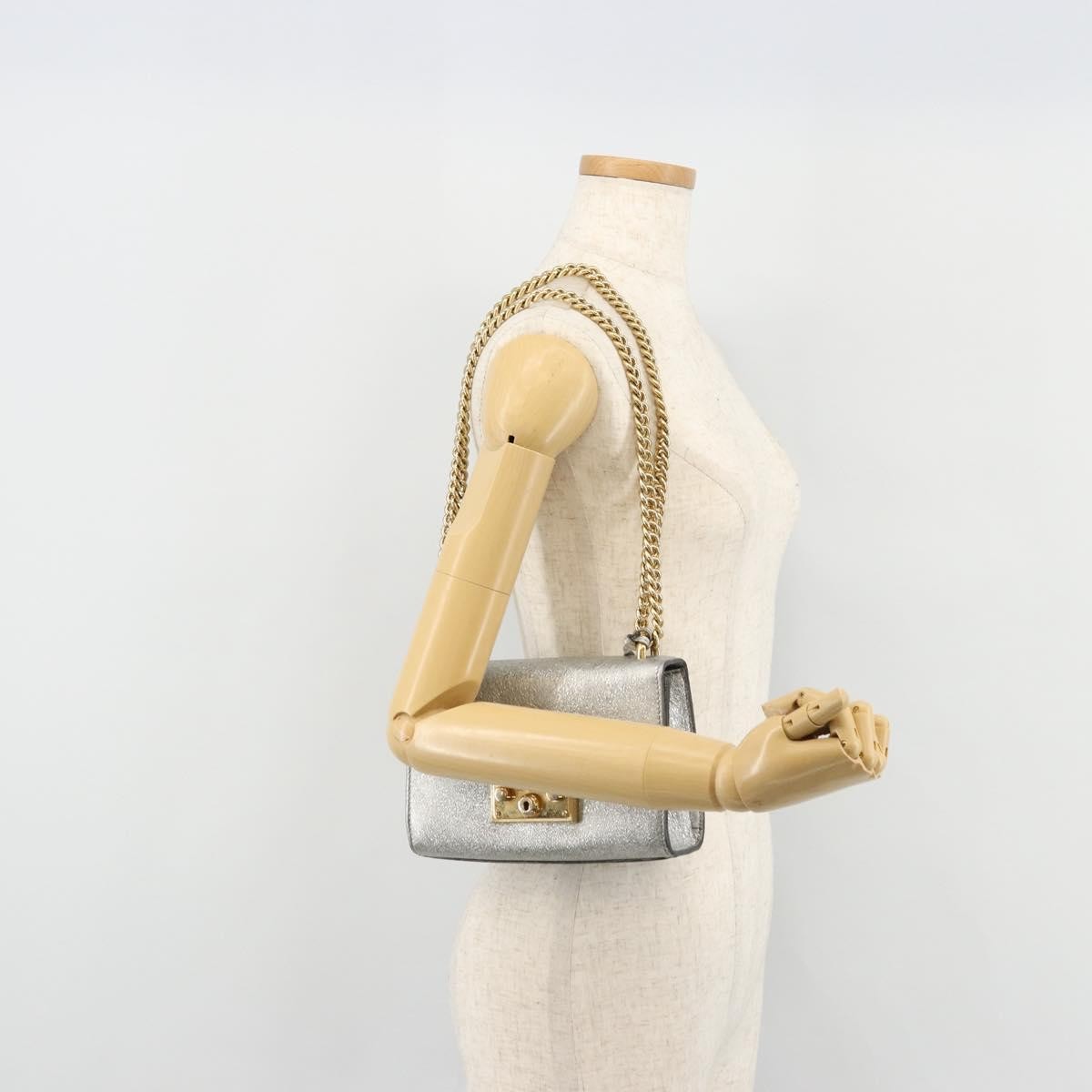 Gucci Padlock Shoulder Bag Nm Gg Coated Canvas And Leather Silver Leather Shoulder Bag Bag (Pre-Owned)