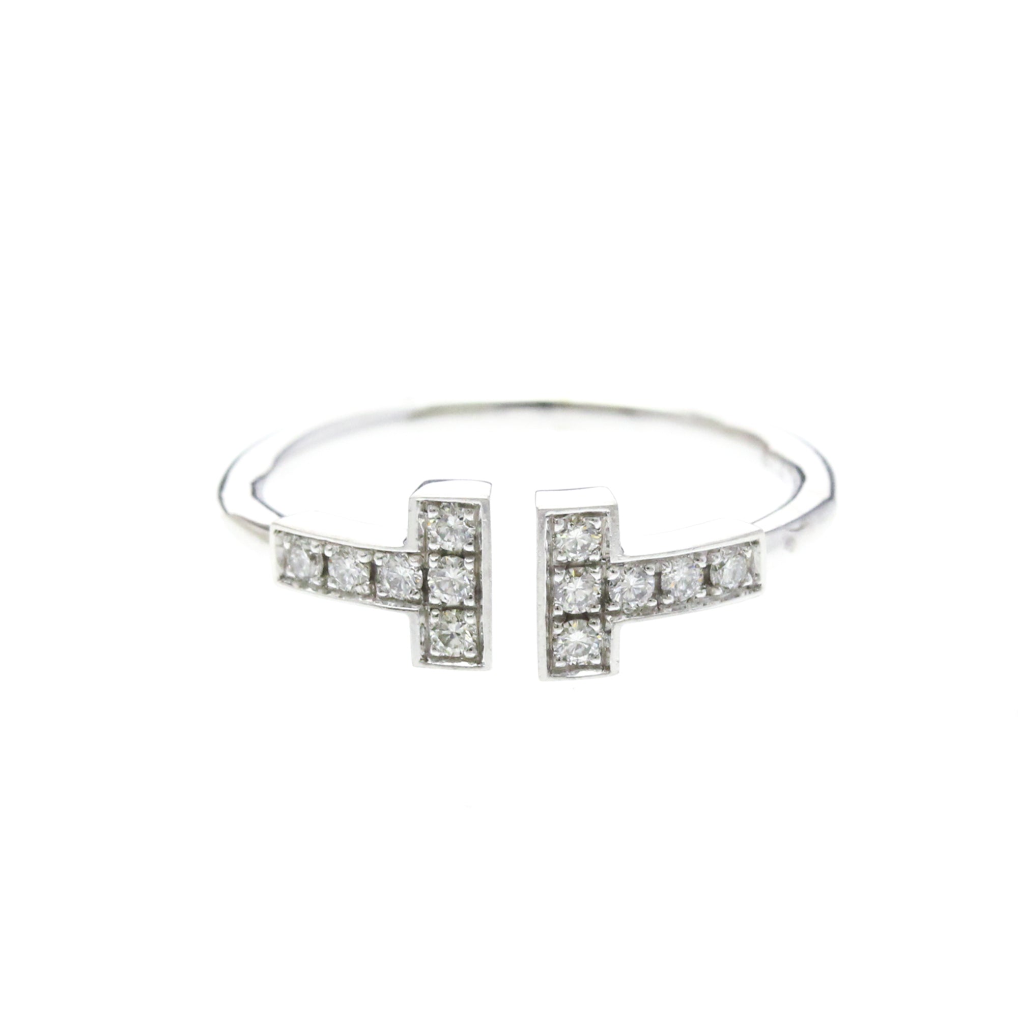 Tiffany & Co. T Wire 18K White Gold Silver White_Gold Ring Jewelry (Pre-Owned)