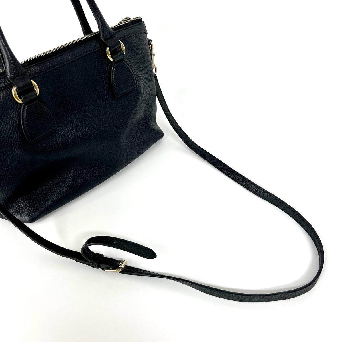 Gucci Gg Charm Convertible Dome Satchel Leather Black Leather Handbag (Pre-Owned)