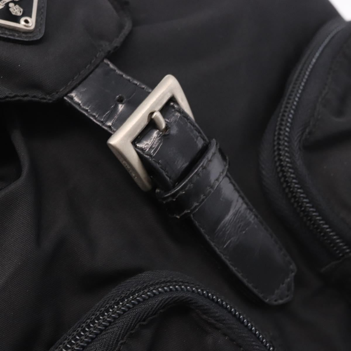 Prada Double Front Pocket Tessuto Black Nylon Backpack Bag (Pre-Owned)
