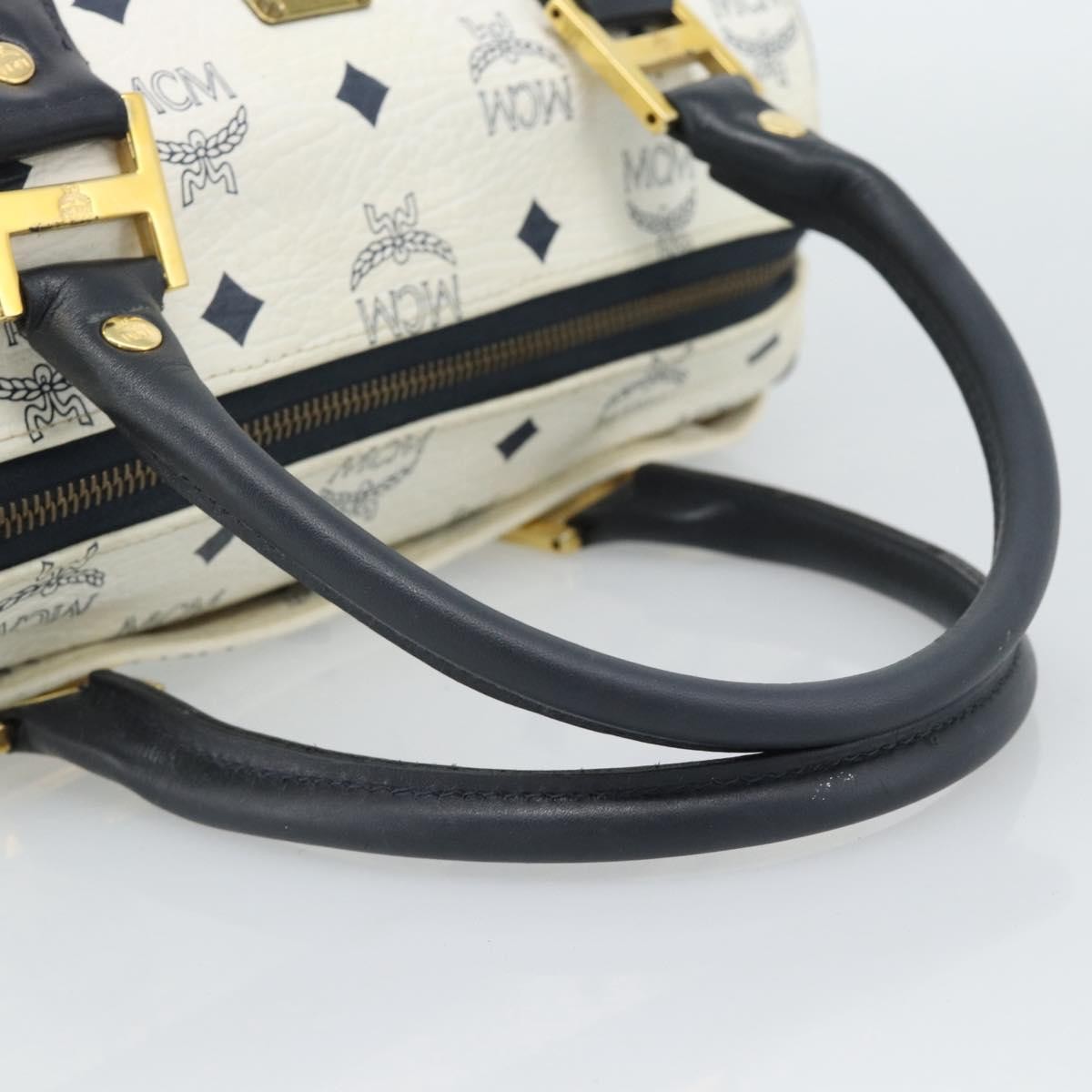 MCM Visetos Logogramme Leather White Leather Handbag (Pre-Owned)