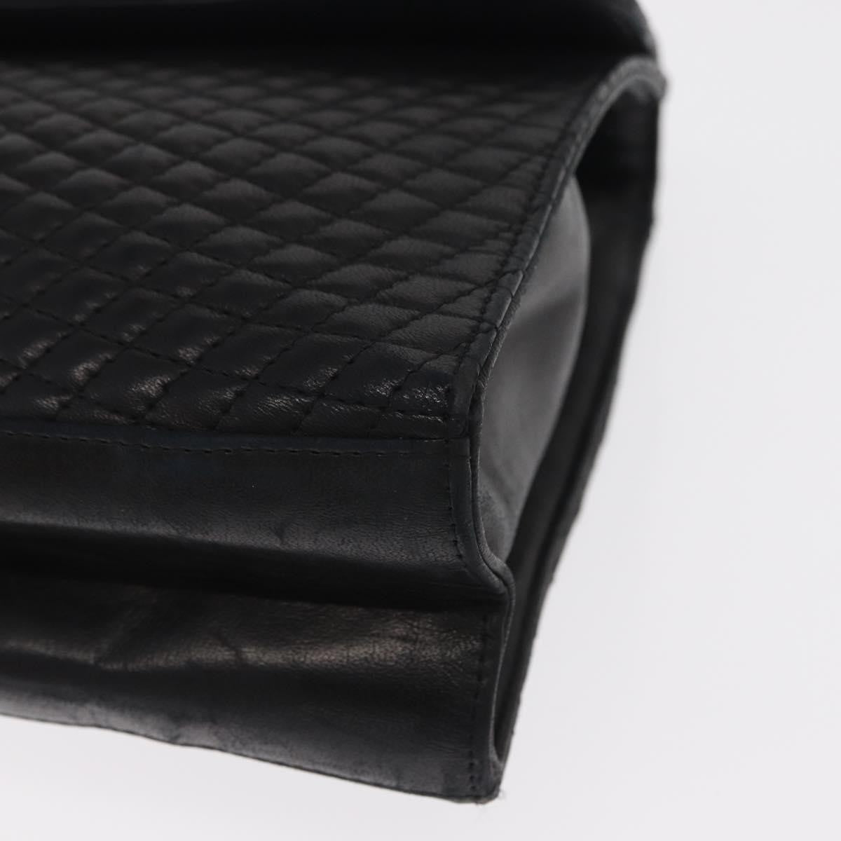 Bally Vintage Quilted Leather Black Leather Handbag (Pre-Owned)