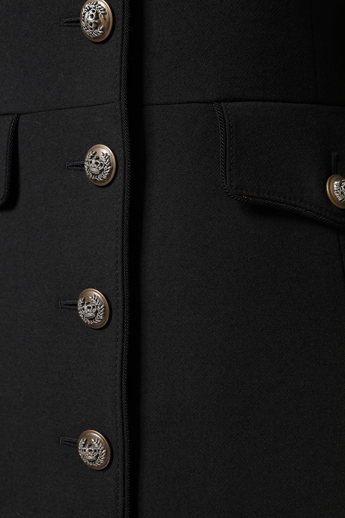 Dolce & Gabbana Black Wool Single Breasted Trench Coat Women's Jacket