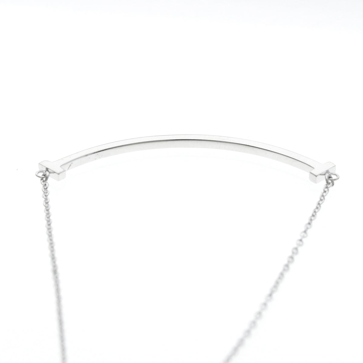 Tiffany & Co. T Smile Pendant 18K White Gold Silver White_Gold Necklace Jewelry (Pre-Owned)