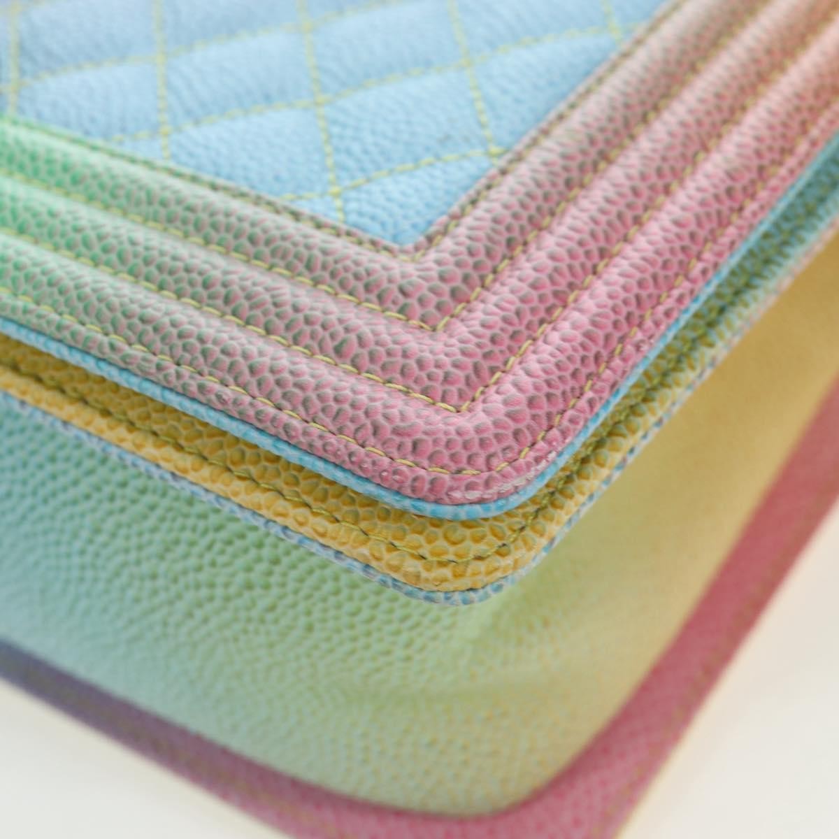 Chanel Rainbow Boy Flap Quilted Painted Caviar Multicolour Leather Shoulder Bag Bag (Pre-Owned)