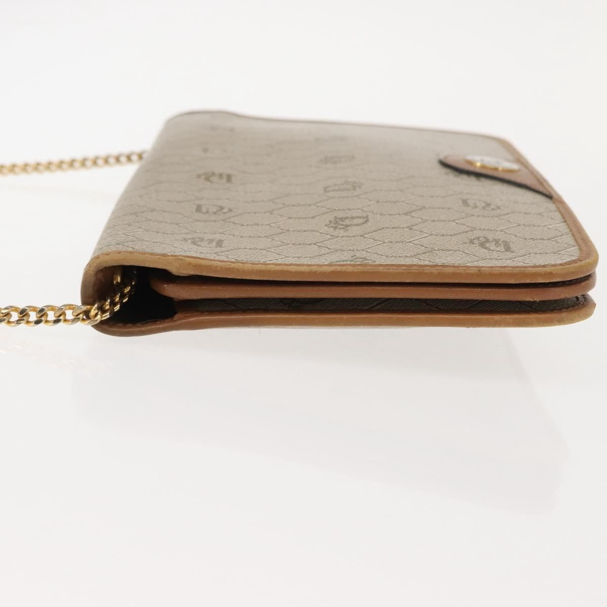 Christian Dior Vintage Honeycomb Chain Canvas Beige Canvas Shoulder Bag Bag (Pre-Owned)