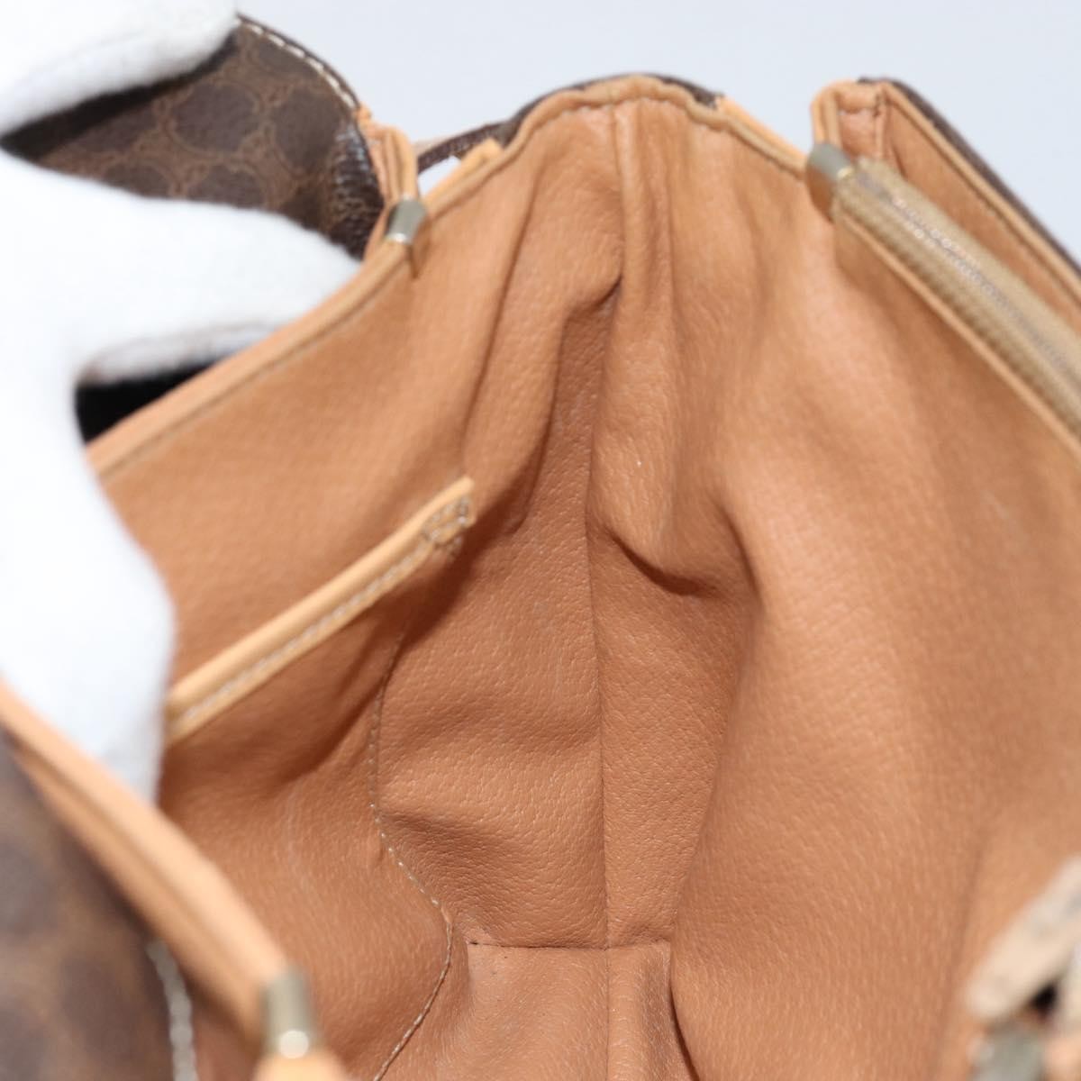 Celine Vintage Macadam Canvas And Leather Brown Canvas Shoulder Bag Bag (Pre-Owned)