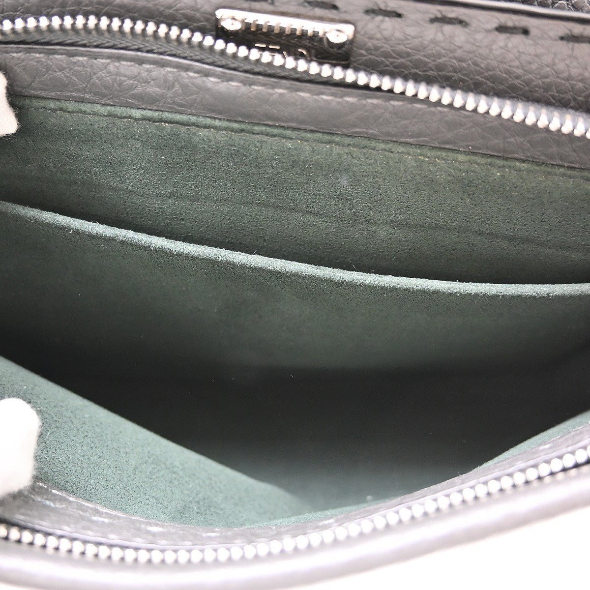 Fendi Peekaboo Fit Leather With Zucca Embossed Leather Black Leather Handbag (Pre-Owned)
