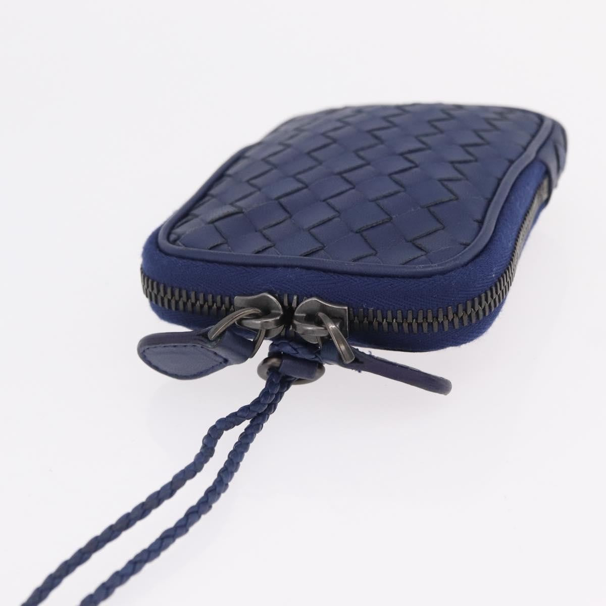 Bottega Veneta Zip Around Intrecciato Nappa Navy Leather Handbag (Pre-Owned)