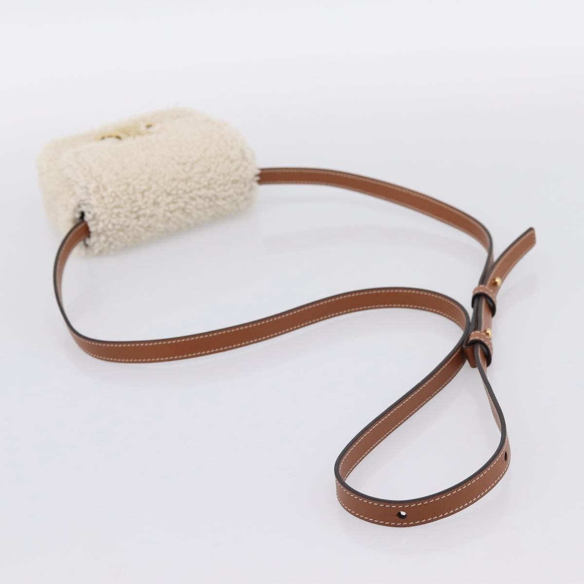 Celine Triomphe Shoulder Shearling Beige Wool Handbag (Pre-Owned)