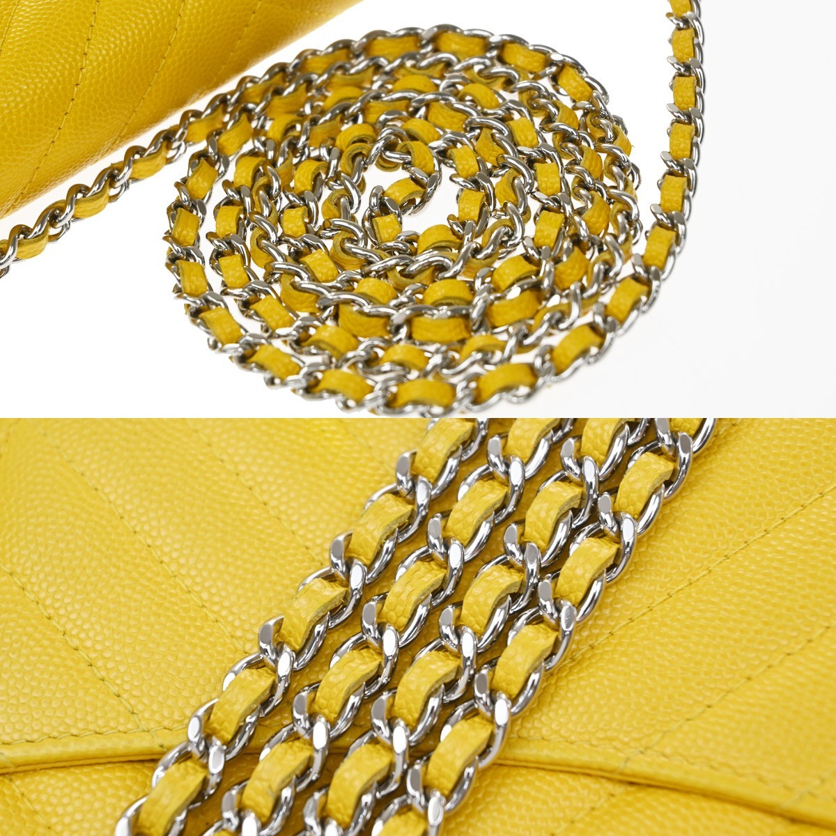 Chanel Wallet On Chain Quilted Caviar Yellow Calfskin Crossbody Bag Bag (Pre-Owned)